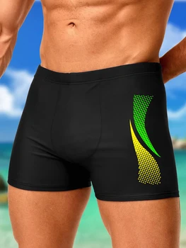Swimming Trunks with Fashion Prints Men Quick Dry Beach Boxer Shorts with Drawstring Boy Swimwear Underpants