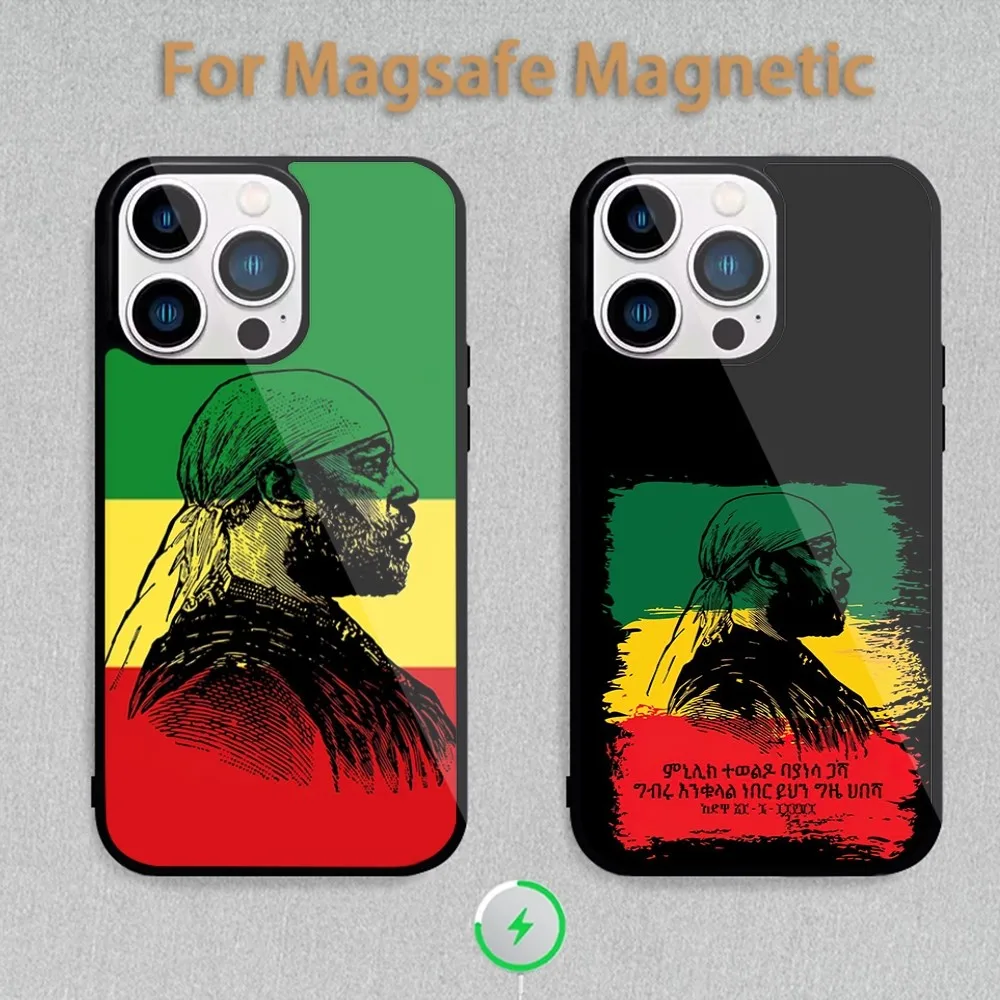 Emperor Menelik II of Ethiopia Phone Case For Magnetic Inductive Charging iPhone 11 12 13 14 15 Max Pro Mini Plus Shell