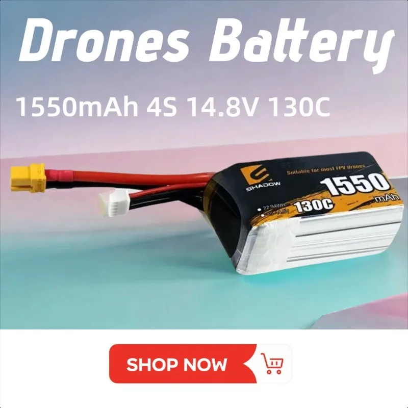 

1550mAh 4S 14.8V 130C LiPo Battery for RC Helicopter Quadcopter FPV Racing Drones Battery with XT60