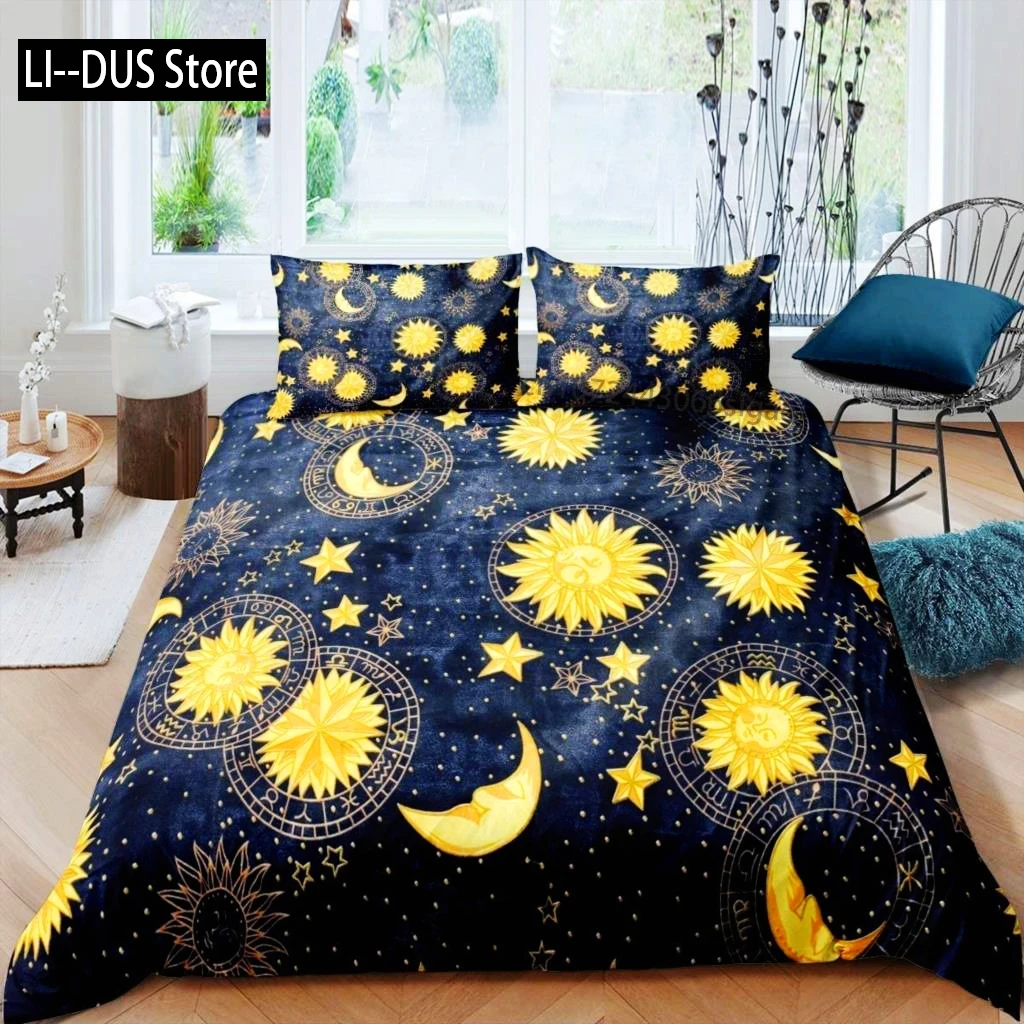 

Mandala Duvet Cover Yellow Sun Moon Bohemian Exotic Twin Bedding Set Bedclothes For Teen Polyester Double Queen King Quilt Cover