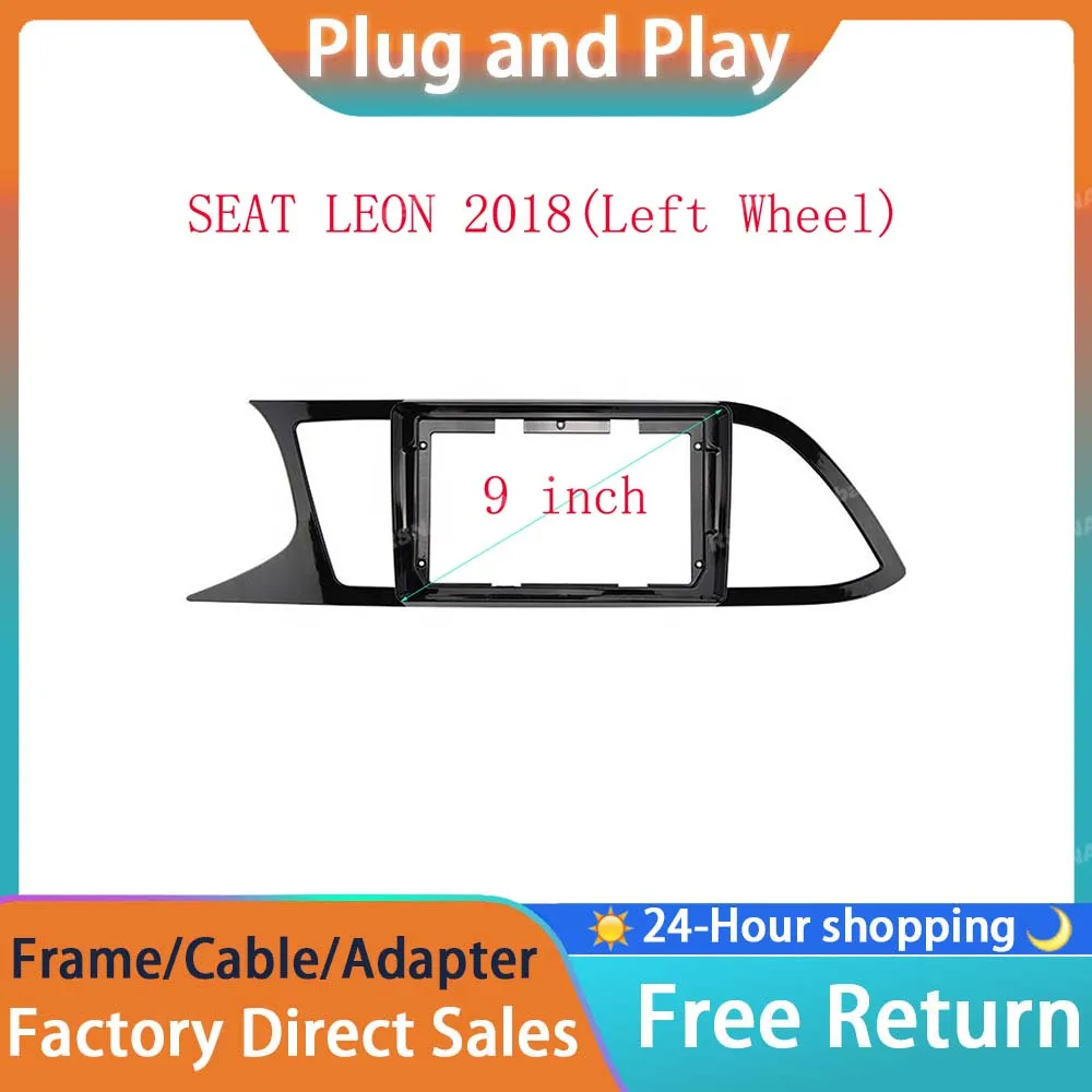 RSNAVI DVD only Frame Audio Fitting Adaptor Dash Trim Facia Panel 9inch For SEAT LEON 2018(Left Wheel) Double Din Radio Player