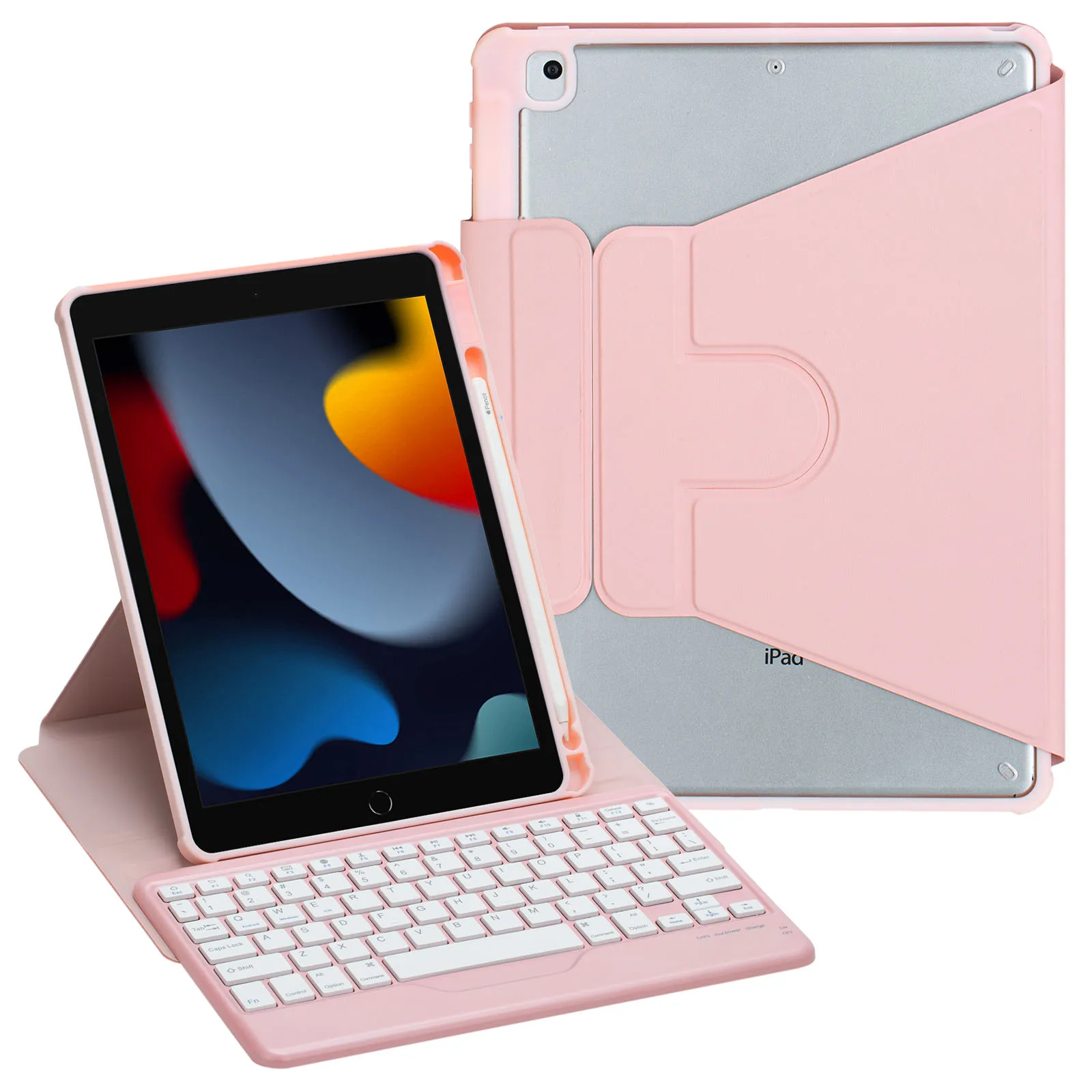 

Tablet Case for iPad 10.2(2019)(2020)(2021)/Air 10.5 inch (2019)/Pro 10.5-inch (2017) Rotatable Stand Cover Bluetooth Keyboard