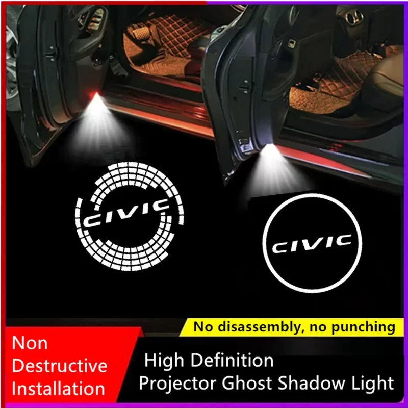 for Honda Civic Hybrid 2006 2007 2008 2009 2010 2011 LED Car Logo Projector Lamps Door Shadow Light Decoration Car Accessoires