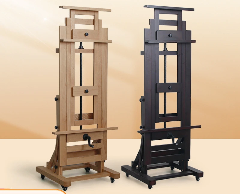Beech single rocker large easel solid wood floor-to-ceiling hand crank flat dual-purpose adjustable lifting professional oil