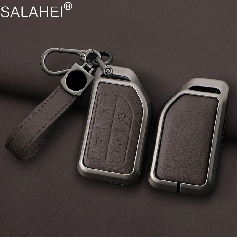 Car Smart Remote Key Case Cover Keychains Holder for Volvo FH16 CARGO 555 FM Heavy Truck Fob Zinc Alloy Leather Protection Shell