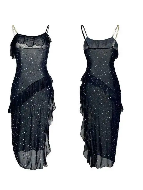 ชุดนอนซีทรูเซ็กซี่ ดีไซน์หรูหรา ผ้าตาข่ายโปร่งบาง โชว์หลัง กระชับสัดส่วน รุ่น T505