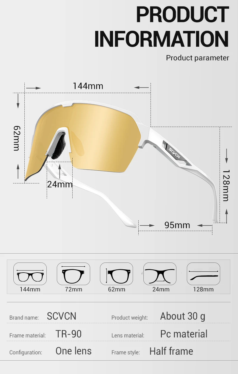 SCVCN Fahrradbrille, photochrome Sonnenbrille für Herren, Outdoor-Sportbrille, UV400-Schutzbrille, MTB-Fahrradbrille, Fahrradbrille für Damen – Detail 11
