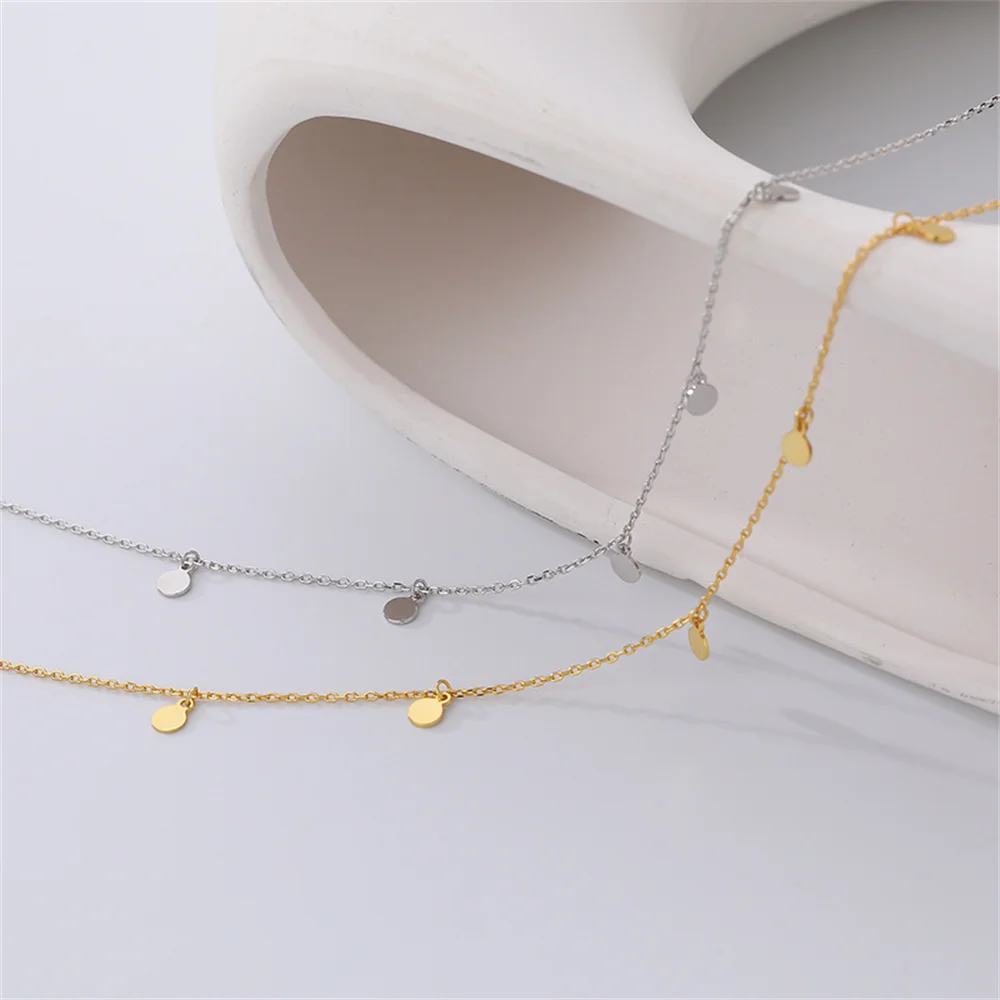 

Европейский роскошный диск S925 — золотая короткая, универсальная уникальная минимальная многослойная цепочка на воротник