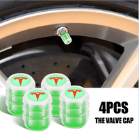 4Pcs/set Car Styling Tyre Hub Luminous Caps Wheel Tire Valve Cover For Tesla Model 3 Model Y Model S Model X Fluorescent Green
