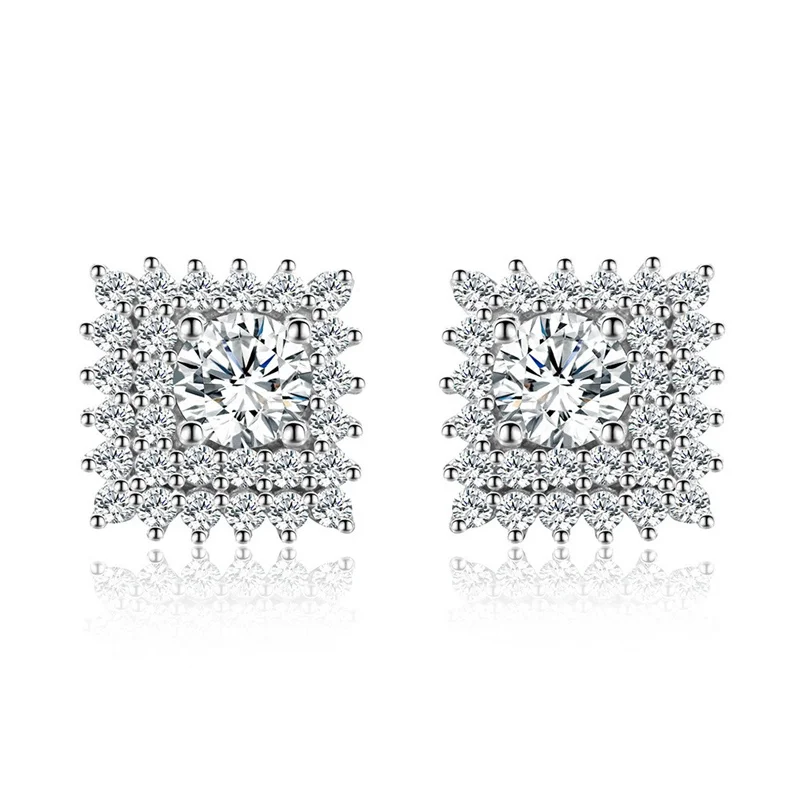 

ZFSILVER Trendy s925 Silver Moissanite Classic Exquisite Design 0.5ct Square Earring Charms Women Accessories Jewelry Gift KE122