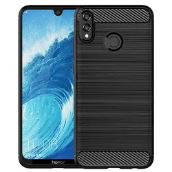 Soft Silicone Case for Honor 8X Max Holder Stand Shockproof Phone Cover for Huawei Y max Honor8x max Brushed Carbon Fiber Case