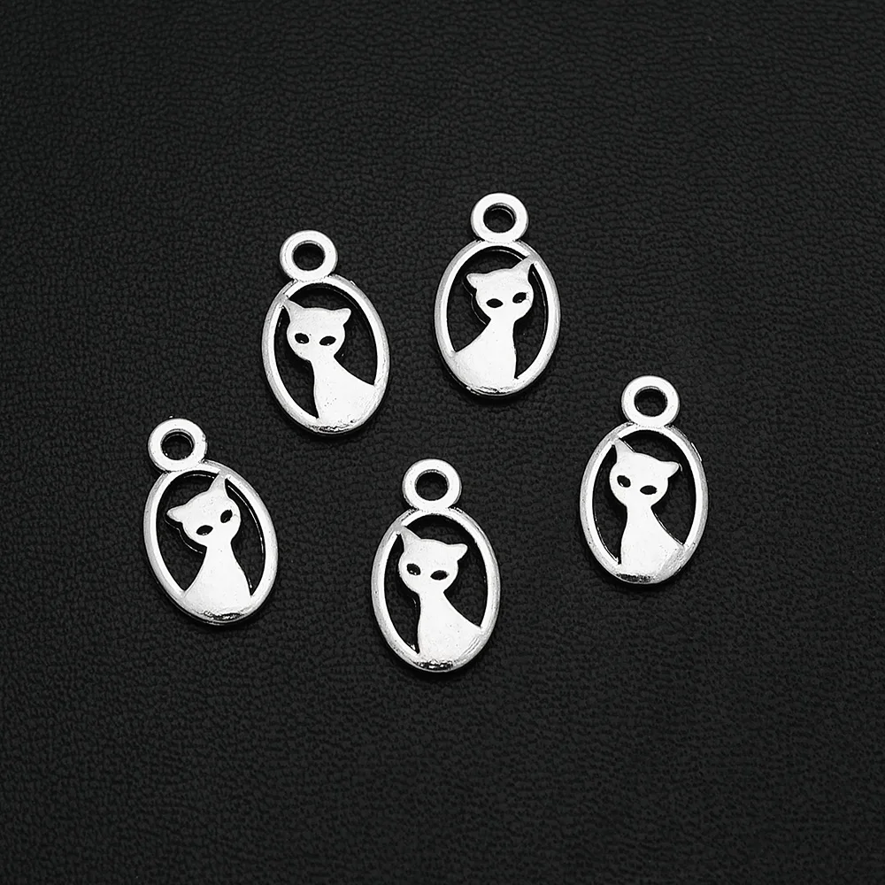 40pcs/lot--9x16mm Mini Cute Cat Charms Pendants For Diy Jewelry Making Findings Supplies Accessories Wholesale Bulk Items