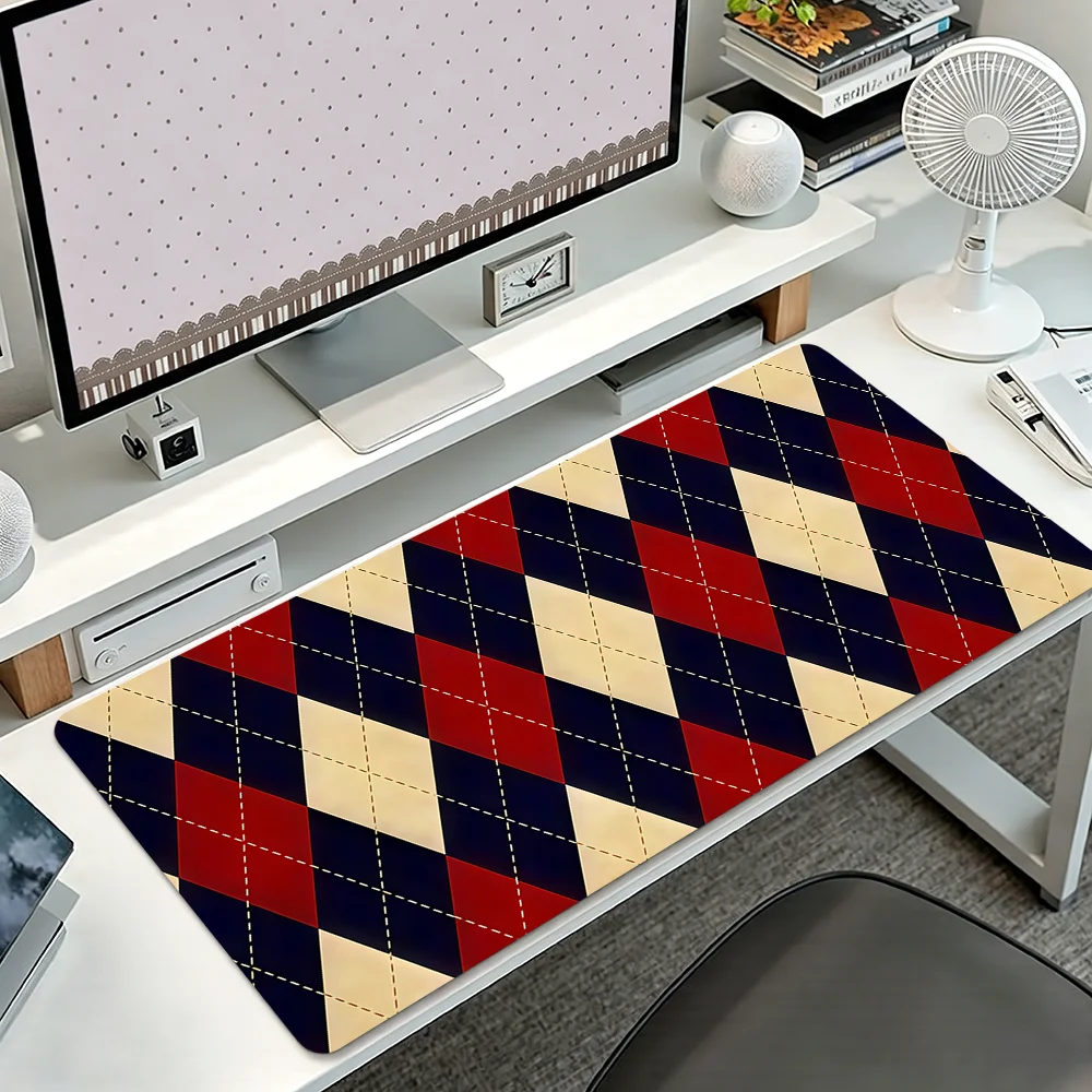 Diamond Check Pattern Mouse Pad Large Non-slip Lockedge Desktop Computer Desk Mat Keyboard Writing MousePad Office Gamer Student