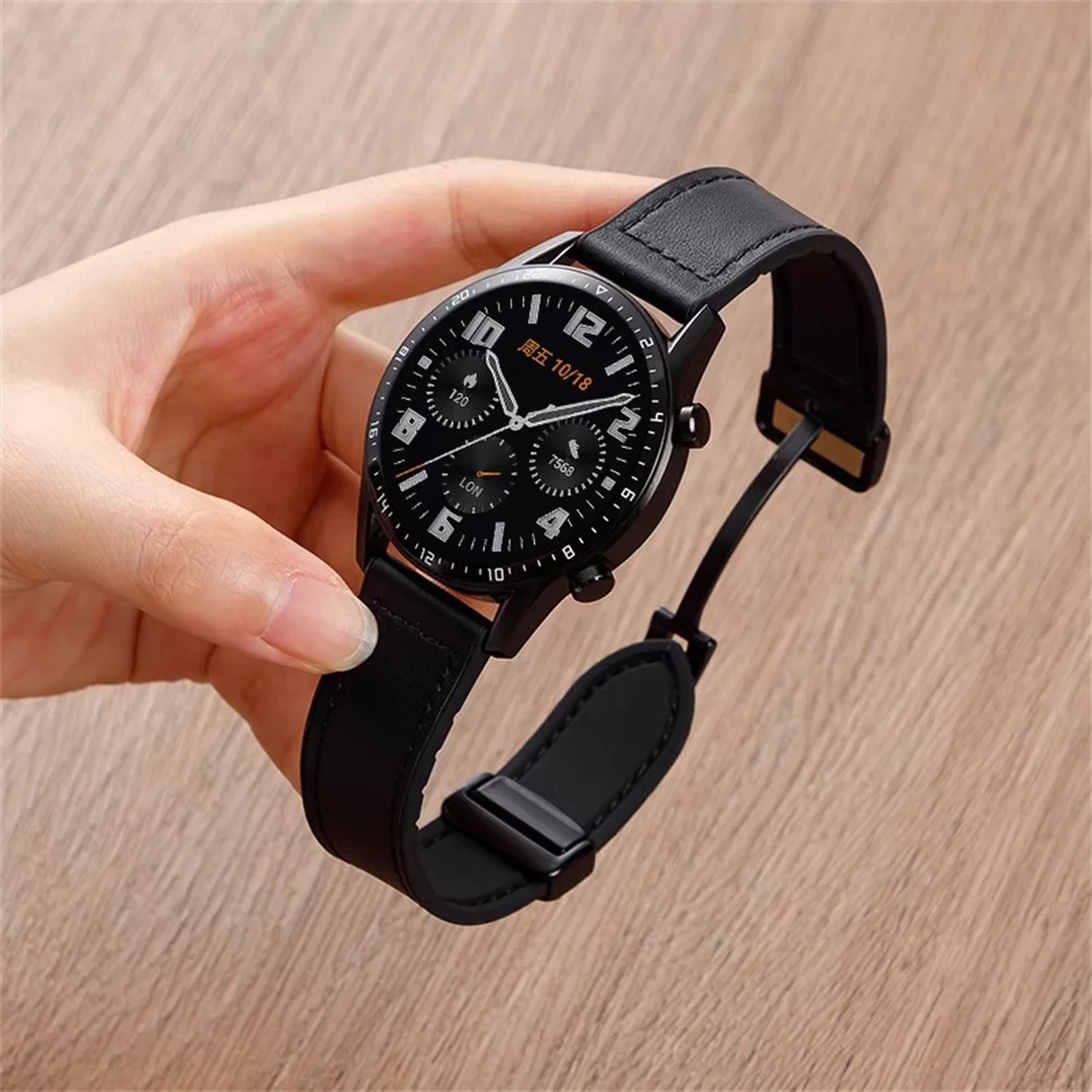 Leder-Silikonarmband für Samsung Galaxy Watch Band 7 6 5 4 40 mm/44 mm, magnetisches Armband für Watch 6 Classic 43 mm 47 mm 20 mm 22 mm – Detail 6