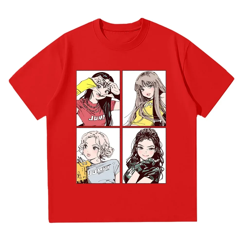 Kpop BP Jump 2025 t-shirts rose filles bande vêtements Anime graphique t-shirts mode Harajuku Kawaii T-shirt femmes Y2K vêtements