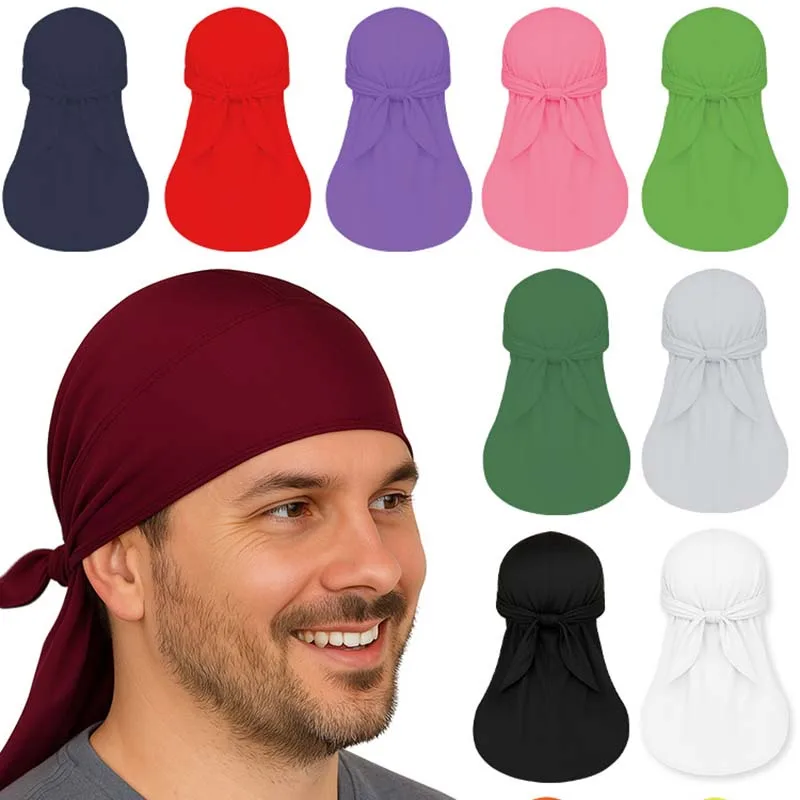 

Outdoor Sun Protection Pirate Hat Thin Outdoor Sports Cycling Baotou Hat Extended Hat Tail West Coast Ice Silk Hat Solid Color