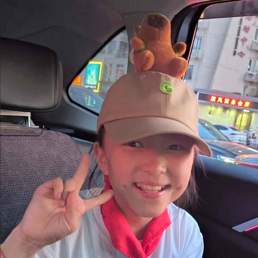 

Breathable Capybara Baseball Cap Embroidered Letters Adjustable Children Peaked Cap Plush Doll Soft Kids Sunscreen Hat Boys