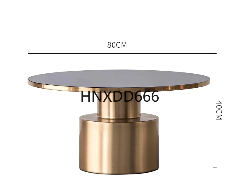

Light luxury modern simple living room round metal coffee table combination
