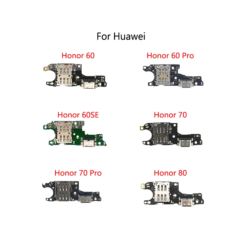 

USB Charge Dock Port Jack Plug Connector SIM Card Socket Flex Cable For Huawei Honor 60 Pro 60SE 70 80 Charging Board Module