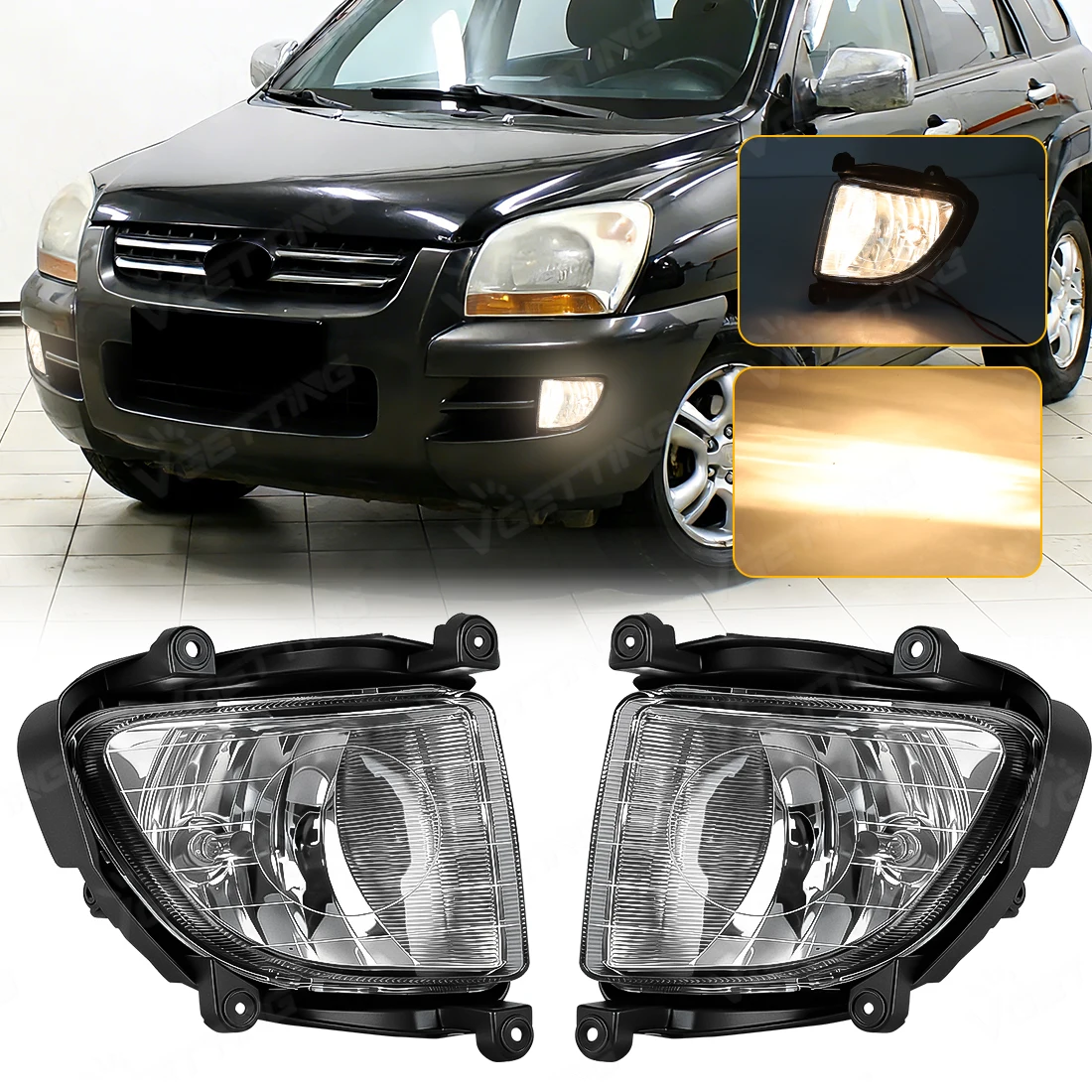 

For Kia Sportage 2.0 2.7 2005 2006 2007 Front Bumper Halogen Fog Lights Left Right Fog Lamp 922011F001 922021F001 Driving Light