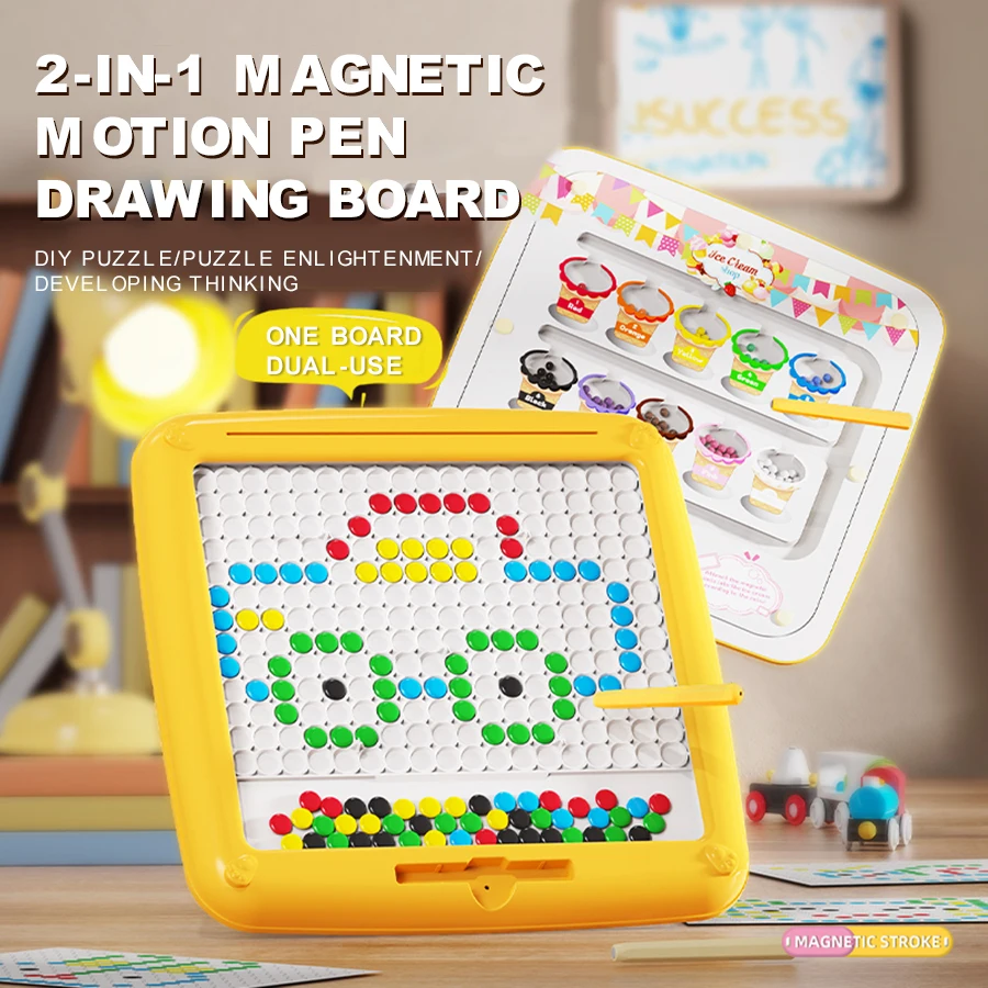 Magnetisches Zeichenbrett für Kinder, DIY-Graffiti-Spielzeug, magnetischer Stift und Perlen-Puzzle-Spielzeug, Kindergeburtstagsgeschenk, Weihnachtsgeschenk
