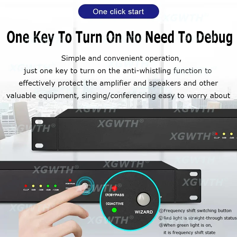 Inteligente automático um supressor de feedback chave, Anti-assobio, desempenho Conferência, microfone, DJ, Digital Frequency Shifter