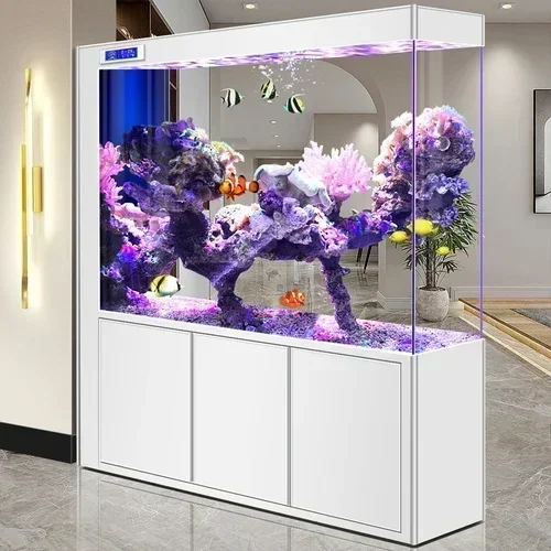 Super White Glass Bottom Filter Fish Tank Living Room Large and Small Hallway Partition Rectangular Aquarium