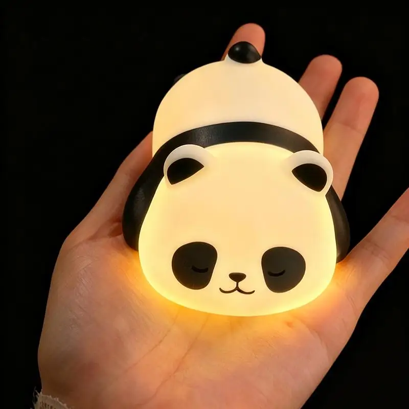 LED Cute Panda Lamp Bedside Decor Night Light Living Room Cute Panda PVC Creative Kids Night Light Birthday Gift Decoration