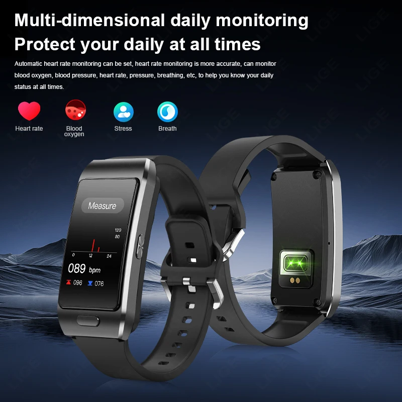 LIGE 2025 Smart Watches with Earbud Always Show Time Bluetooth Call Smartwatch ECG Health Monitoring Smartband for iOS Android