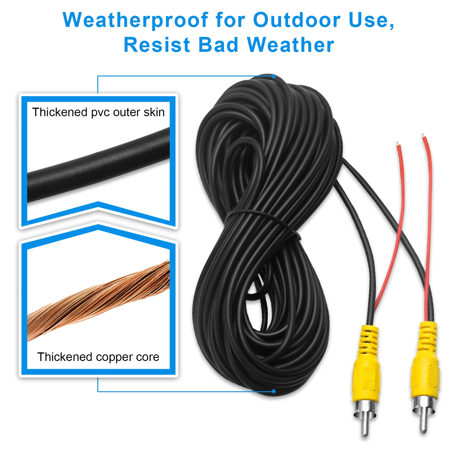 6 Meters 10M RCA Video Extension Cable Male to Male with trigger wire for Car Truck Backup Camera Rear View Parking