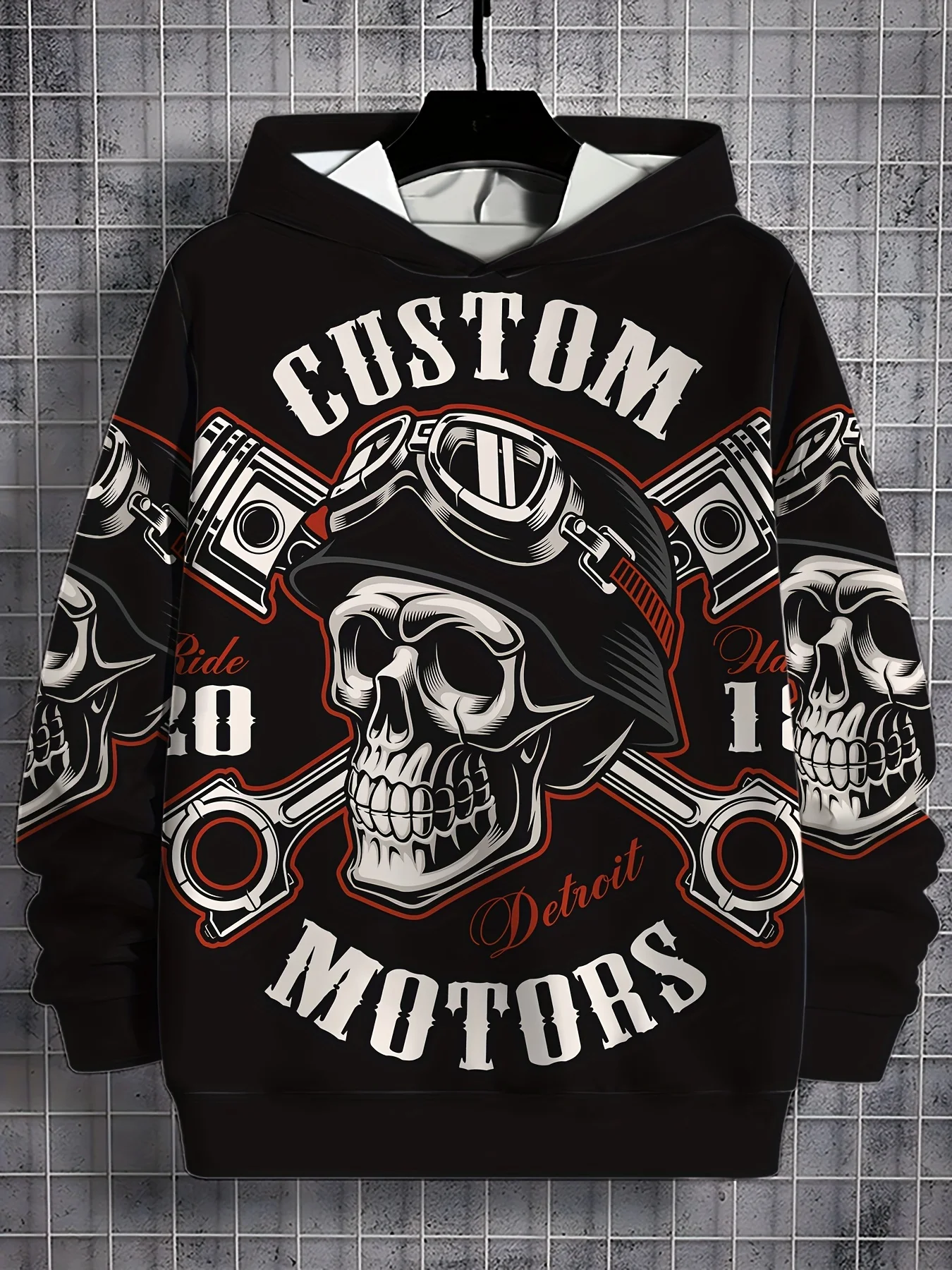 Men's Hooded Hoodies 3D Printed Skull and Rose Sweatshirts Drawstring Sportwear Long Sleeved Tops Street Graphic Men's Clothing