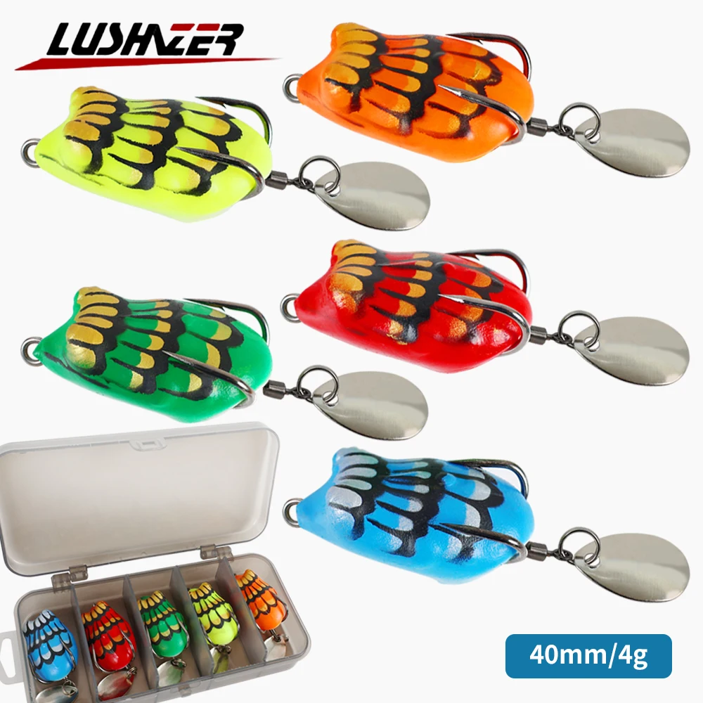 LUSHAZER 5 قطعة/الوحدة الطعم وهمية التايلاندية الرياح الرعد الضفدع العائمة 40 مللي متر/4 جرام صغيرة عالية الجودة الغراء لينة الضفدع الجسم الرعد الضفدع الأفعى #1