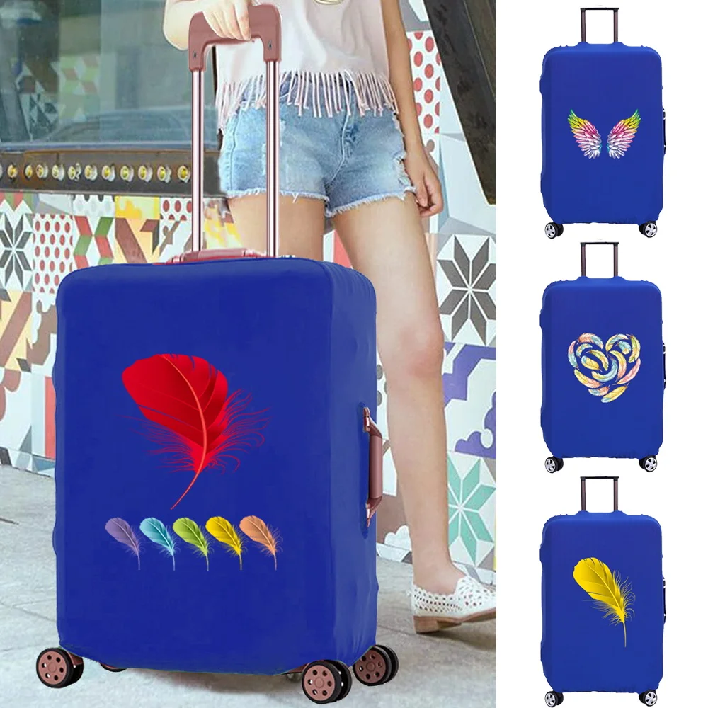 

Luggage Case Protective Cover Elasticity Dust-proof Feather Print Travel Accessory Covers Apply To 18-28 Inch Trolley Suitcase