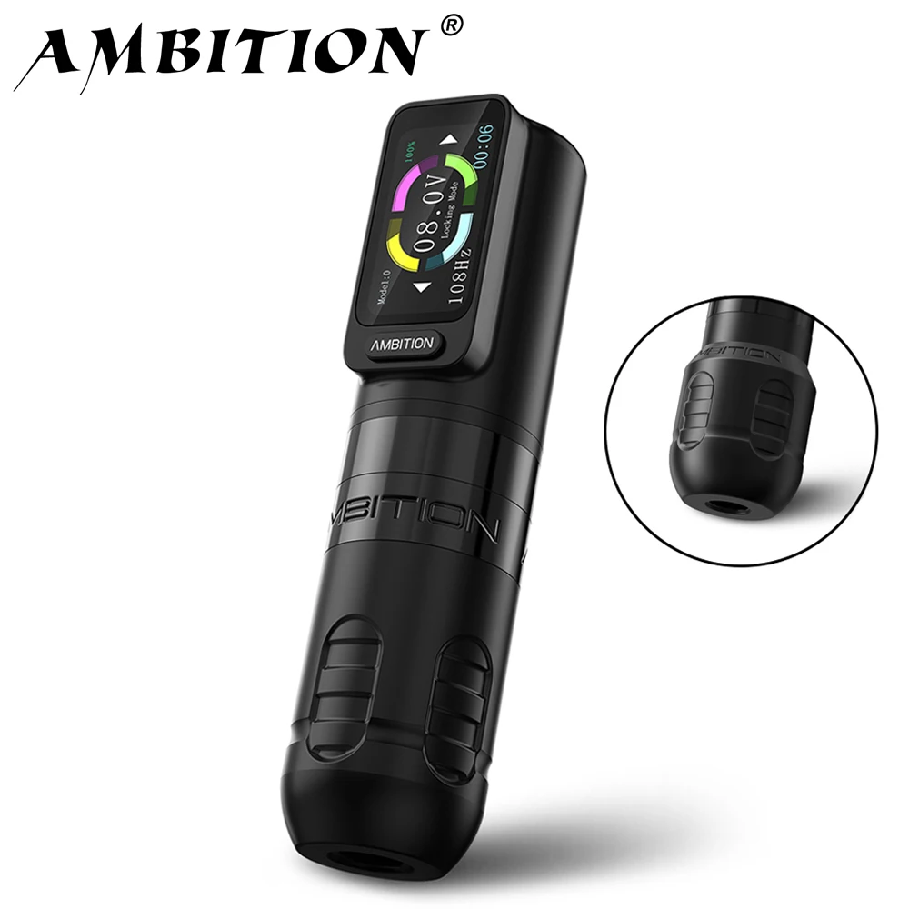 

Ambition Zetton Wireless Tattoo Machine Pen 4.0/3.5mm Stroke Straight Rod Structure Brushless Motor 2400mAh Touch Screen Battery