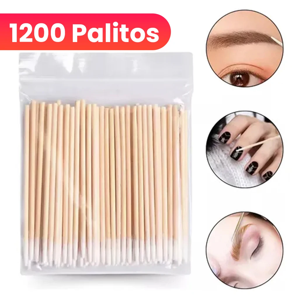 Kit Palitos de Dente com Hastes de Algodão 100-1200 Unidades para Limpeza Bucal, Unhas e Micropigmentação