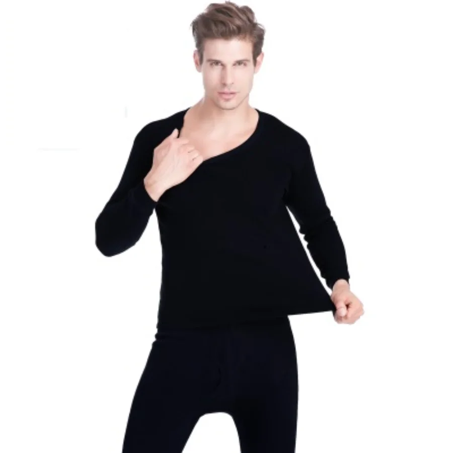 Winter Long Johns Men Thermal Underwear Set for Male Thick Thermo Underwear Keep Warm Fleece Thickening Clothes Solid Color 4XL