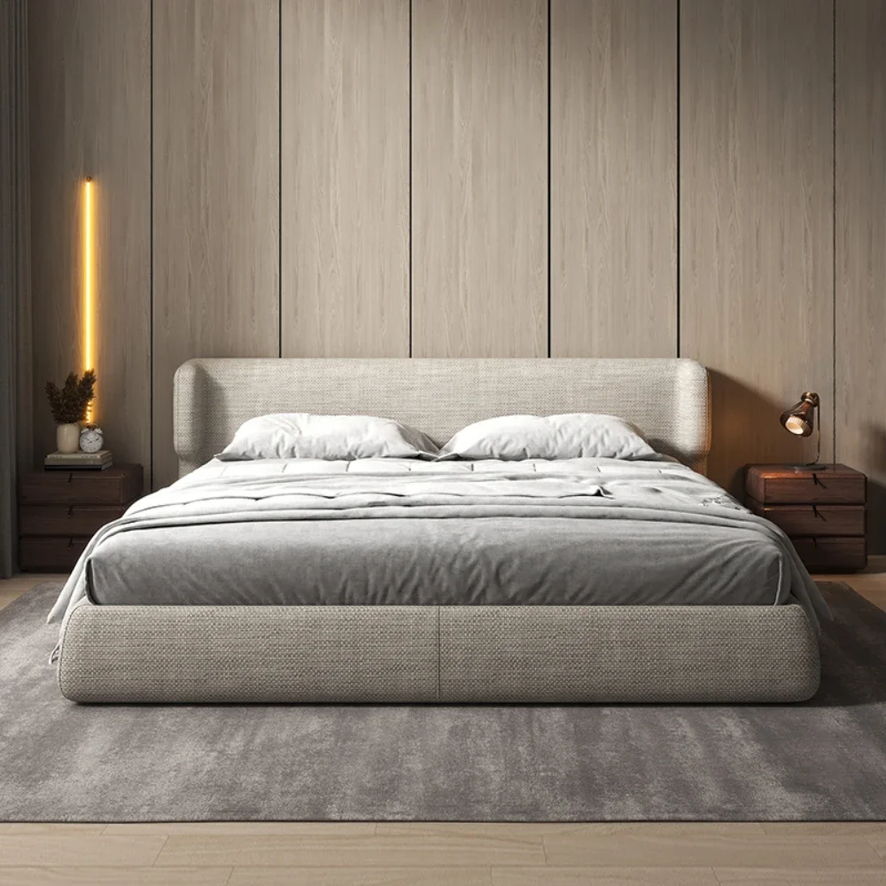 

King Upholstered Bed Frames Minimalist Fancy Double French Bed Lounge Modern Children Meubles De Chambre Bedroom Furniture
