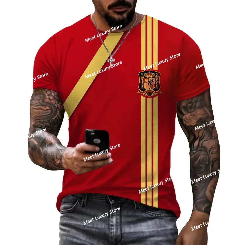 

Summer Unisex Tshirt Spain Flag 3D Print Men Spain T-shirt Short Sleeve Men Oversized T Shirt jersey Men Clothing Tshirt