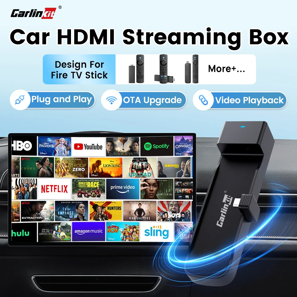 

HDMI CarlinKit FireDrive Link для Amazon Fire TV Stick 4K Max Lite Автомобильная потоковая коробка HDMI Раствор для развлечений автомобиля Обновление OTA