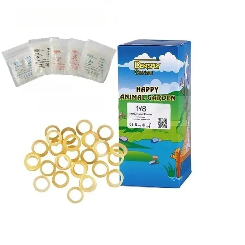 100pcs/Box Dental Orthodontic Rubber Band Multi Colored Rubber Band Dental Material 3.5OZ1/8 