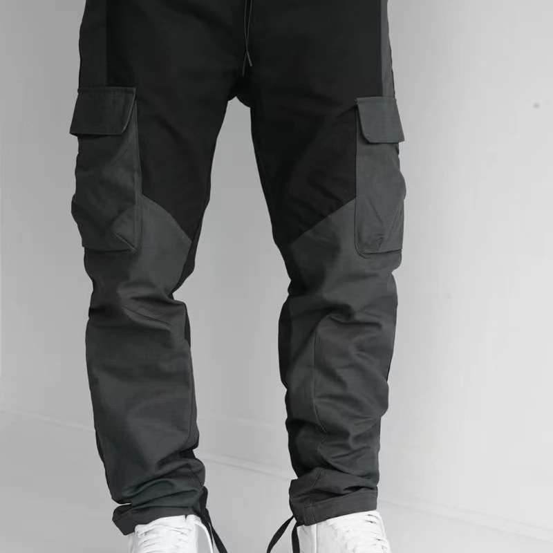 Men Long Pants Cargo Pant Casual Loose Maxi Punk Gothic Streetwear Straight Trousers Pockets High Waist Sweatpants Jogger Sport