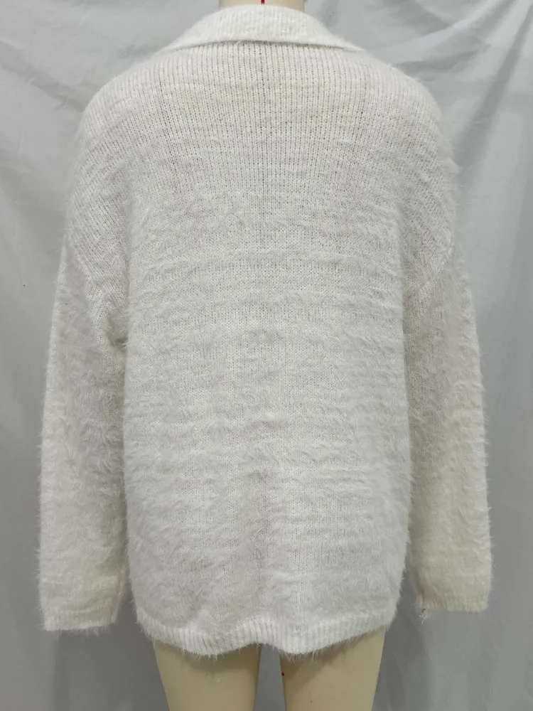 2025 herbst Frauen Rüschen Pullover Langarm Gestrickte Bodenbildung Weiß Pullover Frauen Casual Pullover Winter Jumper Sueter Mujer