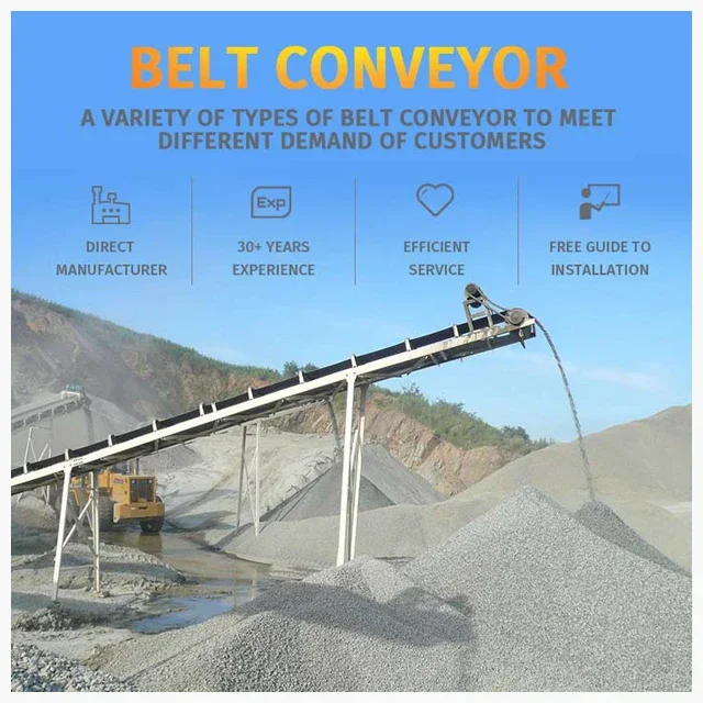 120T/H Belt Conveyor for Stone Crusher, Gravel Basalt Concrete Rock Granite Sand Belt Conveyor Manufacturer