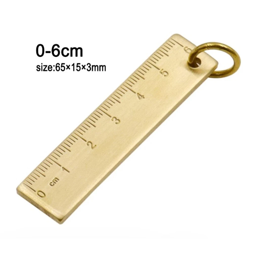 Measuring Tool Ruler Drafting Supplies 6cm Brass Copper Craft Hardware Key Pendant Number Plate Straight Ruler