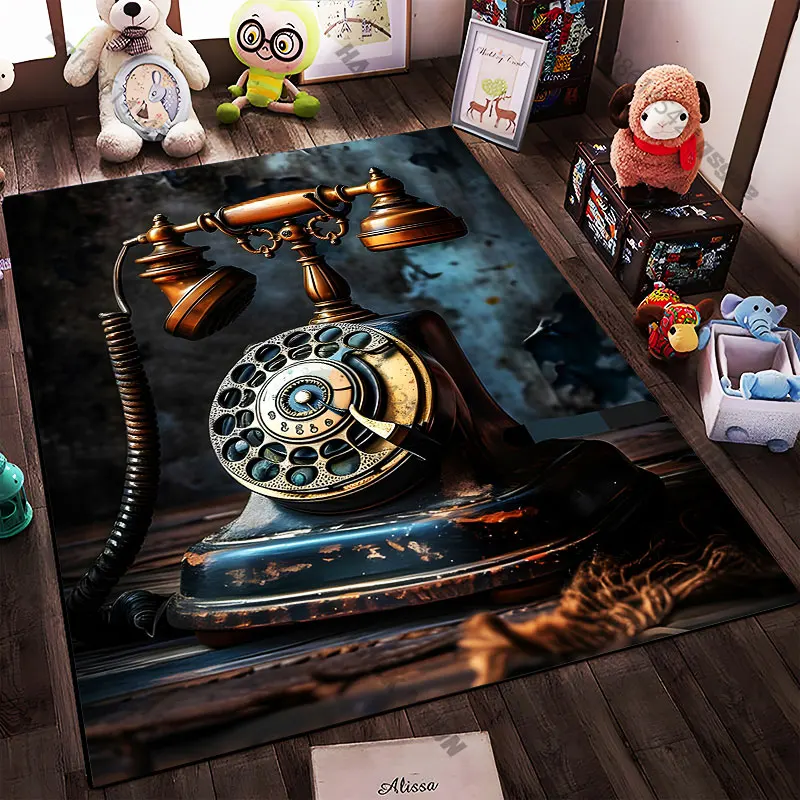 21 Sizes Vintage rotary telephone aesthetics Printed Area Rugs for Adult Yoga Mats Living Room Decor Personalized Doormat