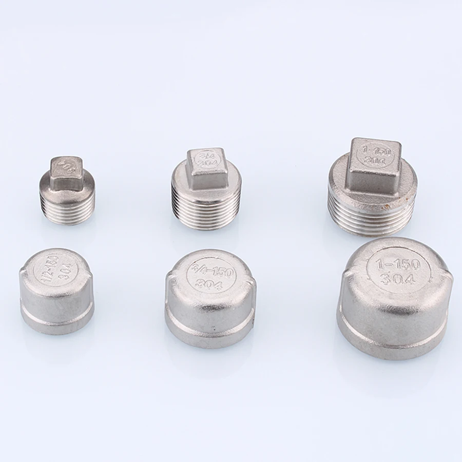 Plugue de cabeça quadrada em aço inoxidável, plugue hexagonal/macho de 1/2 ", 304", 1/8 ", 1/4, 3/8, 1"- 2 ", plug/tampa, encaixes de tubo