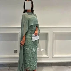 Cindy 3D Flowers Green Shawl Elegant Luxury Evening Dress 2024 Wedding Dresses for Formal Customized