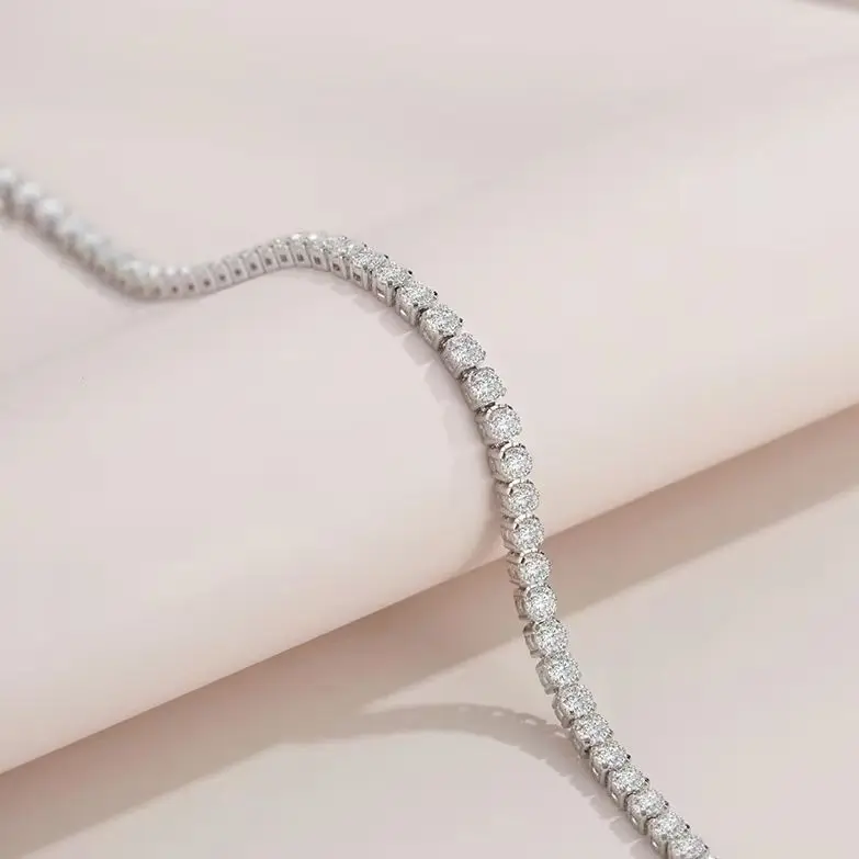 925 Sterling Silver 4.4 Carat Moissanite Adjustable Tennis Bracelet Fashion Temperament Design Light Luxury Ladies