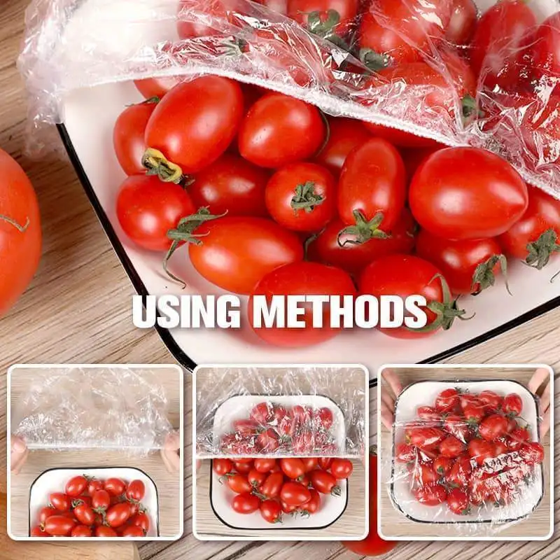 

100pc Cling Film Bowl Cover Household Refrigerator Food Fruit Preservation Elastic mouth Dust-proof Plastic Reusable Fresh-keepi