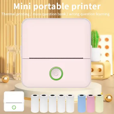 X6 미니 HD 프린터 휴대용 스티커 라벨 프린터, 블루투스 포켓 열 프린터, 학생 메모용 종이 포함, 잉크리스 인쇄